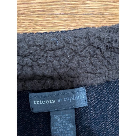 Tricots St. Raphael Sweater Mens Size Large Brown Gray Cotton Knit 1/4 Zip VTG - Picture 3 of 5
